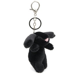 Spenlly Cute Bunny Bag Charm, Kawaii Bunny Keychain 3.5" Inch Mini Rabbit Purse Charm Decoration for Women Girls (Black)