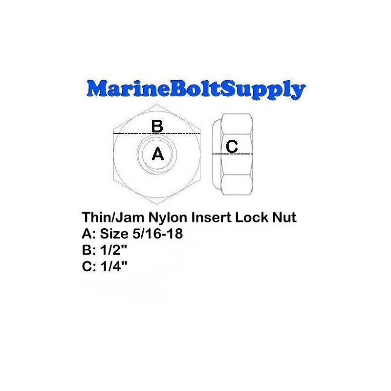 Stainless Steel Thin Jam Nylon Insert Lock Nuts 5/16-18 (Pack