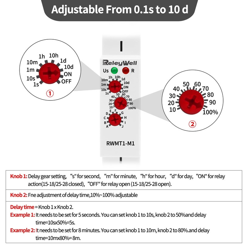 Delay Time Relay, GRT8-M1 AC DC 12V, 24V, 120V, 16A