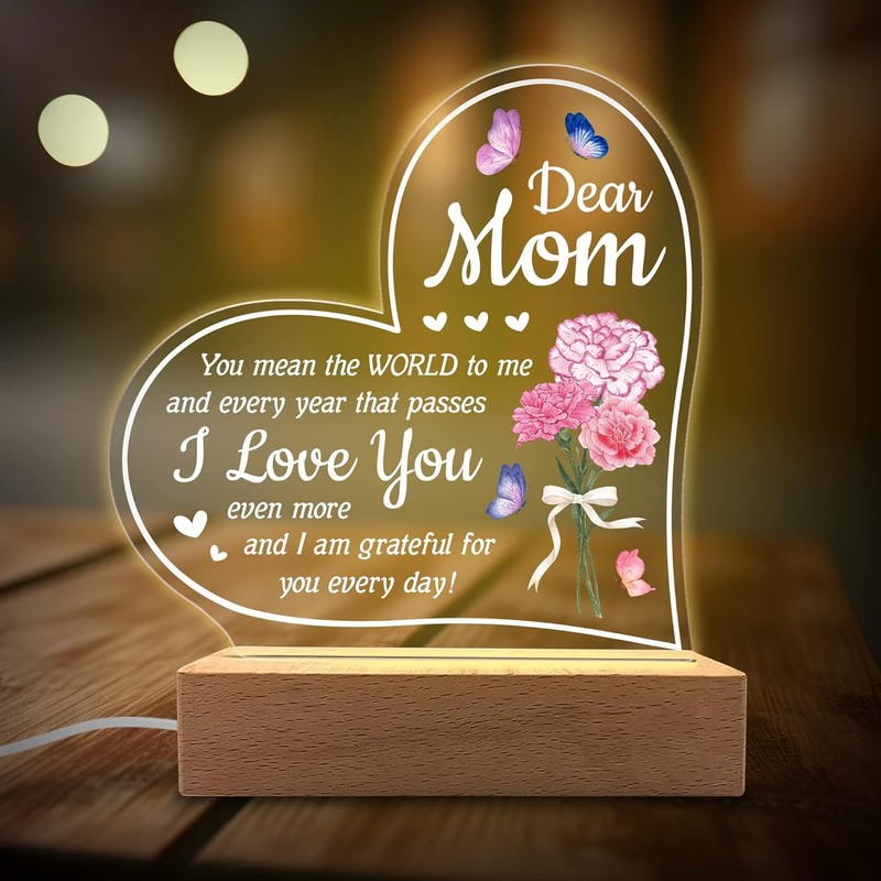 QOCNAM 3D Night Light With Engraved Wooden Base - Unique