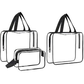 Clear Travel Toiletries Bag, 3 PCS Transparent Wash Bag Thickened PVC Waterproof Makeup Bags with Handles Zippers for Women Men, Ideal for Travel Camping and Outdoor Activities