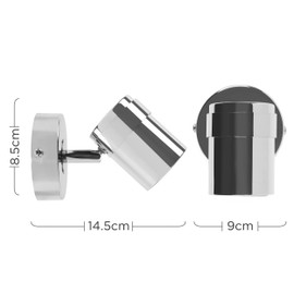 MiniSun | Modern Polished Chrome Single Wall Spotlight Fitting | Outdoor Wall Lights, Home Décor & Improvement Essential