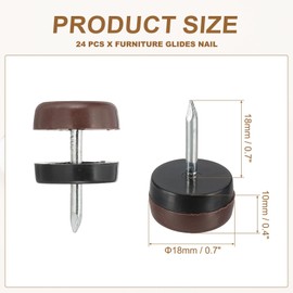 PATIKIL 0.7" Dia Chair Slides, 24 Pcs Nail on Furniture Glides Chair Leg Floor Protectors for Wooden Furniture, Table Feet, Carpet and Hardwood, Brown