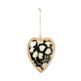 Demdaco + ArtLifting Original Art Off-White and Black Heart Hanging Ornament
