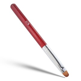 French Manicure Clean-Up Brush, French Gel Acrylic Nail Art Kolinsky Brush for Professional Manicure Cuticle Clean Up Nail Art Design, Red Wood Handle (12#)