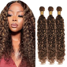 8ZP P4/30 Water Wave Bundles Hair Extensions 18 20 22 Inch