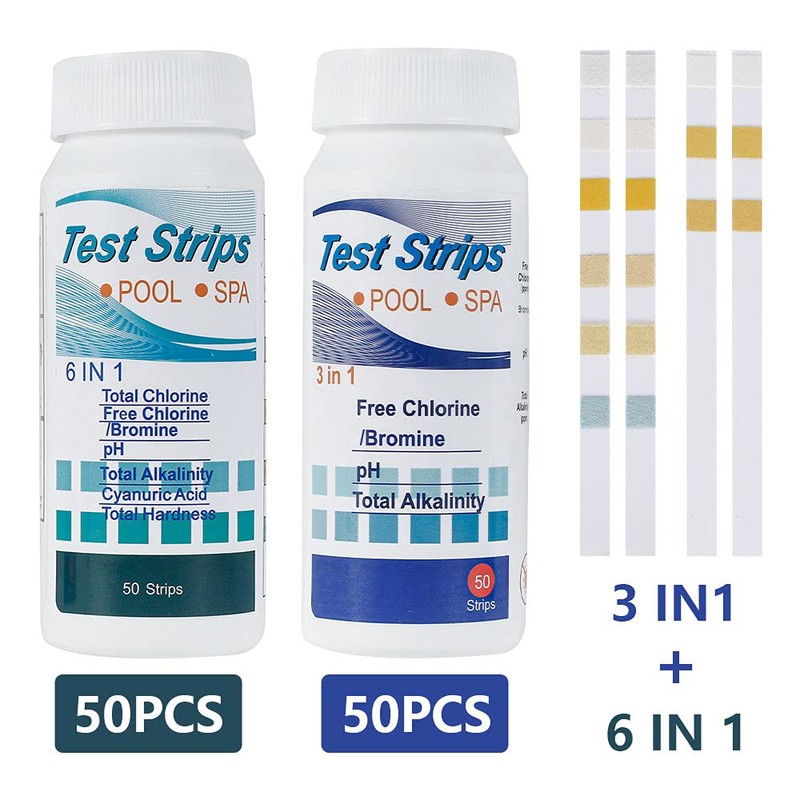 100PCS Dip Test Strips, 6 in 1 Swimming Pool Spa