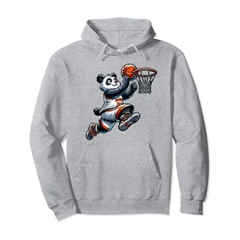 Basketball Panda Slam Dunk Funny Kids Adults Sports Pullover Hoodie