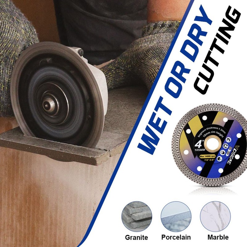 VOSIDUE 5Pcs/Box Super Thin 4" Diamond Turbo Blade Tile Saw
