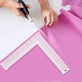 Regla de plástico en forma de L, medición de costura curva de 90 grados, herramienta profesional para manualidades de sastre (5808)
