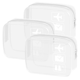 sogiv 3Pcs TSA Approved Toiletry Bag, Clear Travel Toiletry Bag, Clear Makeup Bag, Waterproof Travel Makeup Cosmetic Bag, Carry On Airport Airline Quart Size Travel Bag for Women Men (White)