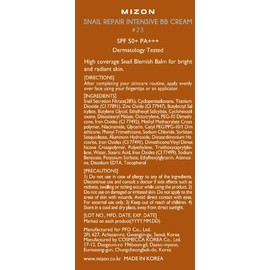 Mizon Snail Repair Intensive BB Cream SPF50+ PA++ - Tono #23, multifuncional, cobertura y protección para todo tipo de piel (50 ml).