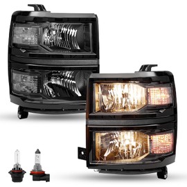 JSBOYAT Halogen Headlight Assembly Replacement for 2014 2015 Chevy Silverado 1500 Pickup Truck OE Style Pair Driver and Passenger Side Bulbs Included
