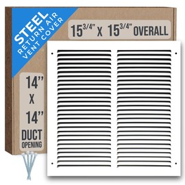 Fits 14x14 Duct Opening | Steel Return Air Grille by Handua | Vent Cover Grill for Sidewall and Ceiling | White | HVAC Cold Air Intake Grille | Outer Dimensions: 15.75"W X 15.75"H