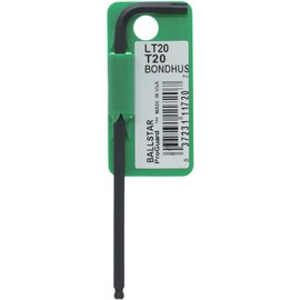 BONDHUS LT20 No.11720 Torx® Ball Point Ballstar™ L-Wrench T20 (Short Hand: 0.9 inches (24 mm), Long Hand: 3.7 inches (95 mm), Black Dyed Treatment