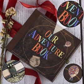 GRT Our Adventure Book Journals Notebooks, DIY Anniversary Photo Album Scrapbook, 8.66 x 7.67 Inch 148P Journal Writing Notebook Journal Travel Theme Notebooks for Children Christmas