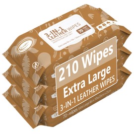 Air Jungles 3in1 Leather Cleaner Wipes 70 Count (3 Pack), XL 8x10 Inch