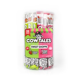 Goetze's Candy Sweet Shoppe Cow Tales Mix - Strawberry Smoothie & Caramel Apple - 36ct. Canister - Fresh from the Factory