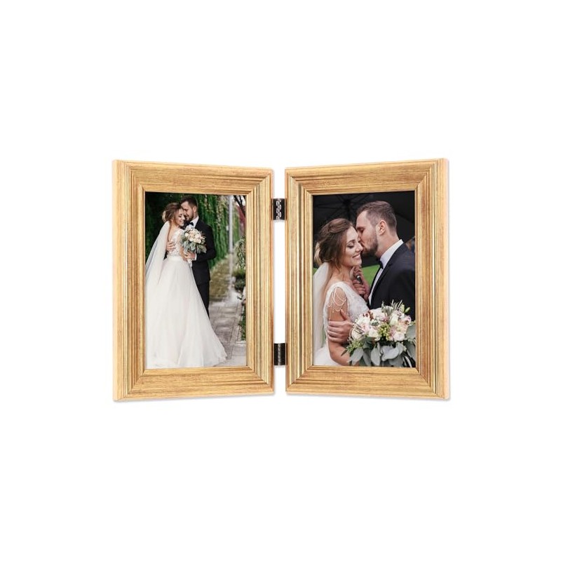 Lawrence Frames 4x6 Hinged Double Sutter Burnished Gold Picture Frame