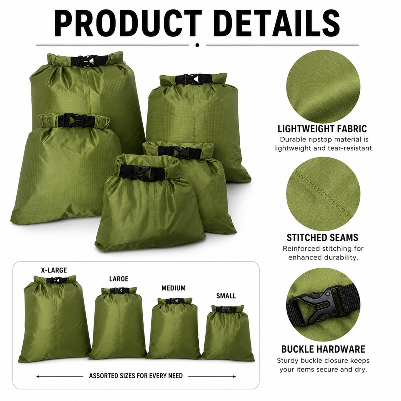 Waterproof Dry Bag Set for Outdoor Gear - 5 Lightweight