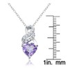 Ice Gems Sterling Silver Amethyst and White Topaz Heart Double