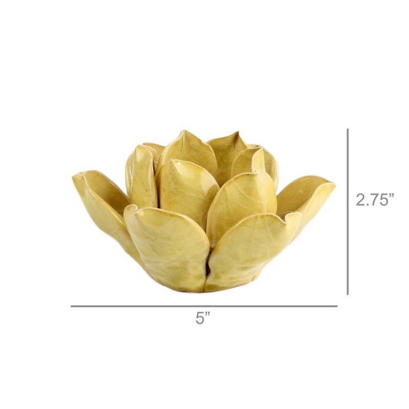 HomArt Lotus Tea Light Holder, Yellow