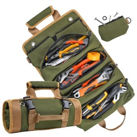 Tool Bag, Tool Roll Up Bag, Heavy Duty Tool Organizer for Men, Portable Roll Up Tool Bag Tool Roll Organizer For Mechanic, Electrician & Hobbyist, Car Camping Gear -Green