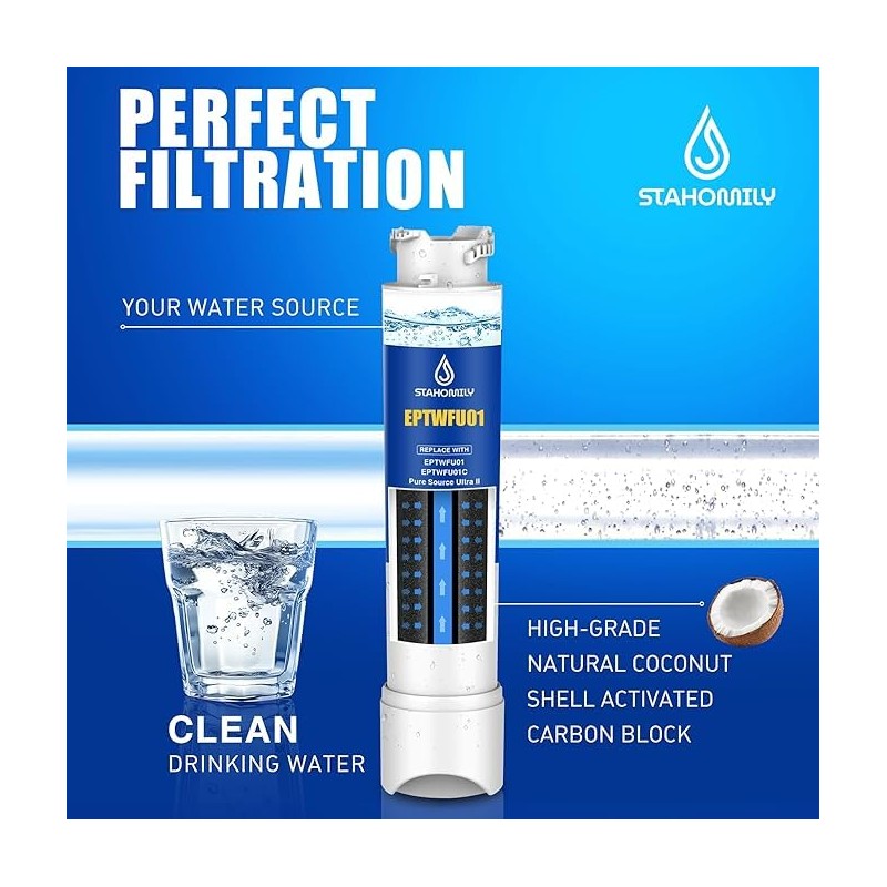 EPTWFU01 Water Filter Replacement - Compatible with Frigidaire EPTWFU01, Pure