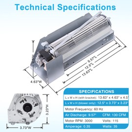 Hipoilk FBK-250 Fireplace Blower Fan Kit for Superior, Lennox Fireplaces, FBK250 FBK Blower Kit for Superior BC-36 DR-500CMN, Lennox MPD3530CNM IMDV3530CNM HB-RB250 HBRB250 80L84 80L86