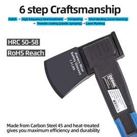 Chopping Axe, 14”Camping Outdoor Hatchet for Wood Splitting and Kindling, Forged Carbon Steel Heat Treated Hand Maul Tool, Nylon Handle Shock Reduction Handle with Anti-Slip Grip