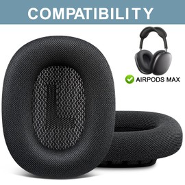 SOPROM Ear Pads Replacement for Airpods Max Over-Ear Headphones, Ear Pads with Durable Mesh, Soft Foam and Magnetic - Black