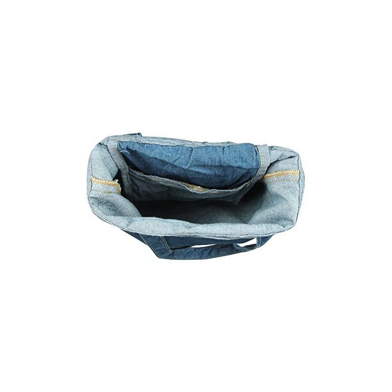 Mens Womens Denim Tote Shoulder Shopping Bag Satchel with Front