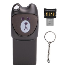 USB2.0 Cute Cartoon U Disc Plug and Play Flash Drive with Micro USB Adapter for Phone ComputerGray 32GB