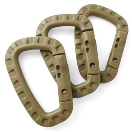 SHENKEL Large Carabiner, Set of 3, Tan/Brown, 3.3 x 2.2 inches (8.5 x 5.5 cm), Resin, Lightweight, Military, Survival Game, Outdoor Activities