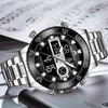 MEGALITH Watches for Men Military Digital: Silver Stainless Steel Waterproof