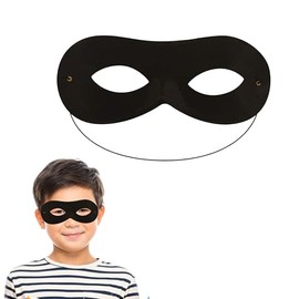 Lizzy 2 x Black Domino Eye Mask | black cloth domino Burglar Thief fancy dress accessories for Cops And Robbers Villain Convict Bank Robber outfit Accessory