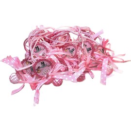 12 PCS Pacifier Baby Stork Bird Polka Dot Acrylic Ribbon Necklaces Baby Shower Game Favors Prize Decorations Boy Girl (Pink)