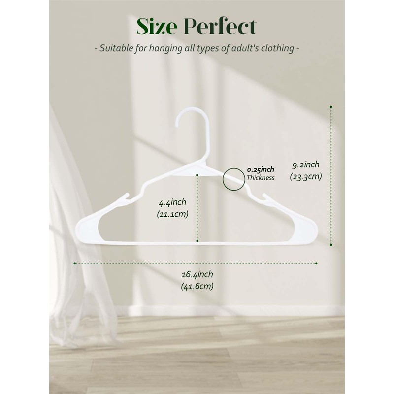 Cozymood Plastic Notched Hangers 50 Pack, Space Saving Tubular Clothes