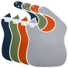 Toppy Toddler - 4 pcs Multi Color Large Waterproof Baby Bibs for 1-4 years old – Lightweight, Soft & Durable Fabric Bibs with Snap Buttons for Girls and Boys, Dryer safe and Easy to Clean