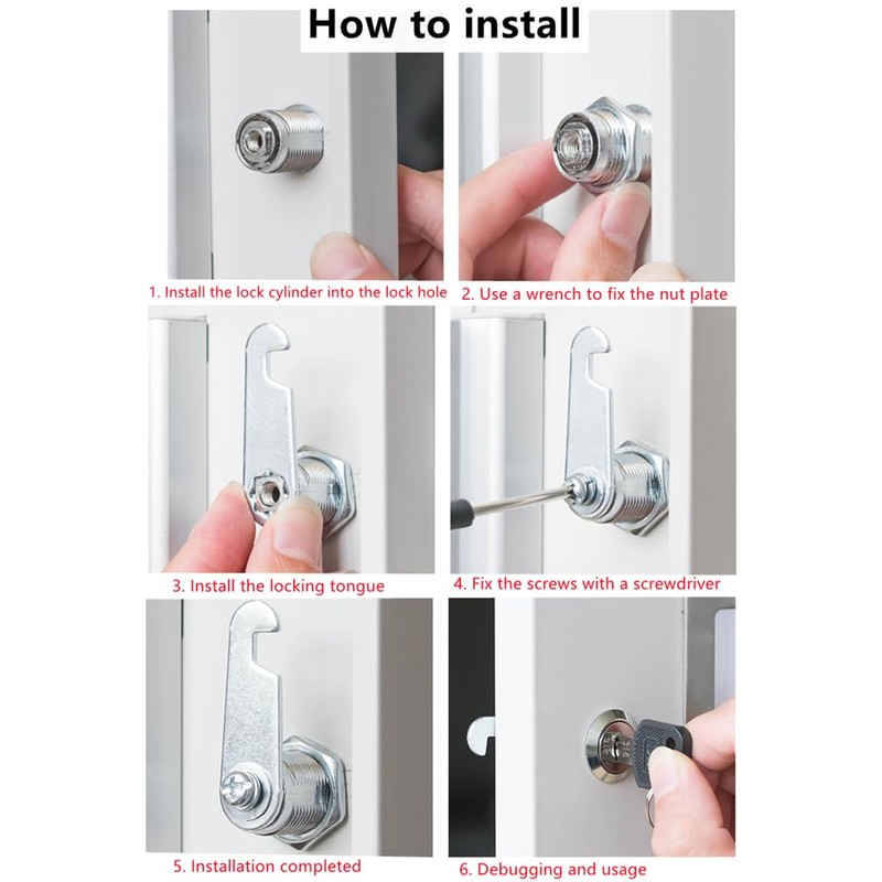 2pack Cabinet Cam Locks 54mm, Mailbox Lock with Key Different,