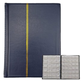 250 Pockets Coin Scrapbook, 10 Pages Leather Coins Collector's Book, Coin Storage, Coin Album Pocket Album, Coin Collection Album for Coin Collectors and Souvenir Coins (Dark Blue)