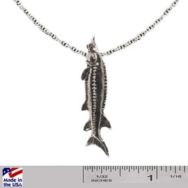 Antique Pewter Sturgeon Small Pendant F090PEN
