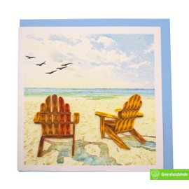 GREENHANDSHAKE Serene Beach Escape, quilling art greeting card for birthday, valentine's day, mother's day, anniversary, thank you, get well, 6" x 6"