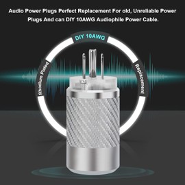Monosaudio Audiophile Power Plug Black Carbon Fiber Transparent 10A/250V 15A/125V Audio Power Connector Brass IEC320 C13 Connector for DIY Audiophile Power Cord HiFi Audio Power Cable(Rhodium Plated)