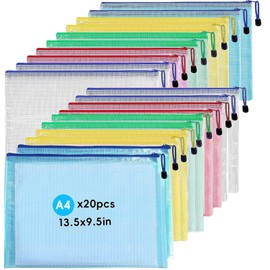 Plastic Wallet,Zip Wallets A4,20 Pcs A4 Zip Wallets Document Wallets,Zip Folder,Zipper Bags for School Office Supplies, Travel,Home.