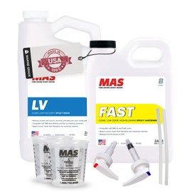 MAS Epoxies Marine Epoxy Resin Kit (0.75-Gal, Fast) 2:1 High Performance Non-Blushing Self-Leveling Hardener for Boat and Wood Repair, Fiberglass Repair Kit with Cups and Pumps