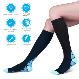Canotagio 2 Pares de Calcetas Hombre. Calcetines de Compresión para Hombre y Mujer. Calcetas Deportivas Hombre. Calceta para Diabetico o Ejercicio Mejora Circulación. Compression Socks. (L/XL, Azul)