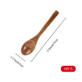 Yucenora 6 PCS Wooden Spoons for Eating, 6 inch Small Wooden Honey Spoon for Tea, Stirring Coffee, Jam, Dessert, Bath Salts