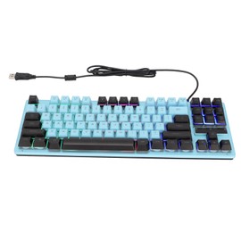 Mechanical Keyboard Sensitive Triggering Lightweight Portable Two Colors Stitching PC Keyboard for Desktop LaptopBlue Black