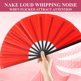 Boots on The Ground Hand Fan,Popping Clack Fans for Line Dancing,Large Folding Clap Handheld Fans,Line Dance Clacking Chinese Kung Fu Tai Chi Hand Fan for Women Party Dance (2 Pack/Rose Red)